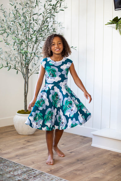 Reese Twirl Large Teal Floral