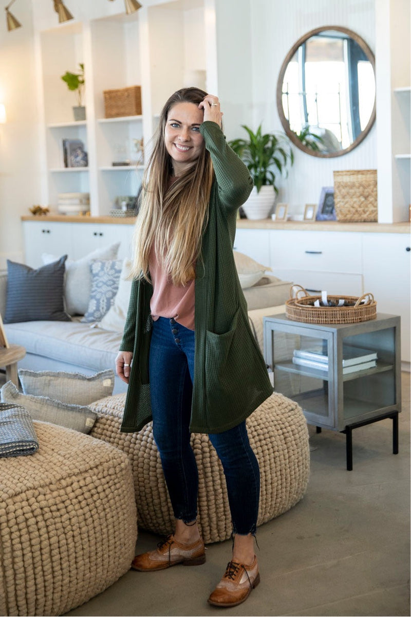 Kristi Cardigan - Olive – london bridges clothing