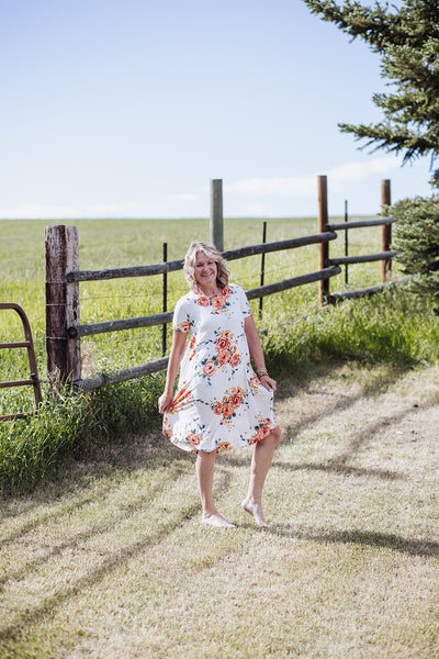 April Dress White Floral Bouquet