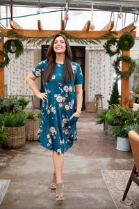 April Dress Teal Floral