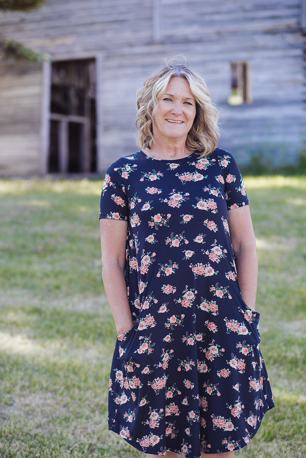 April Dress Black Blush Floral