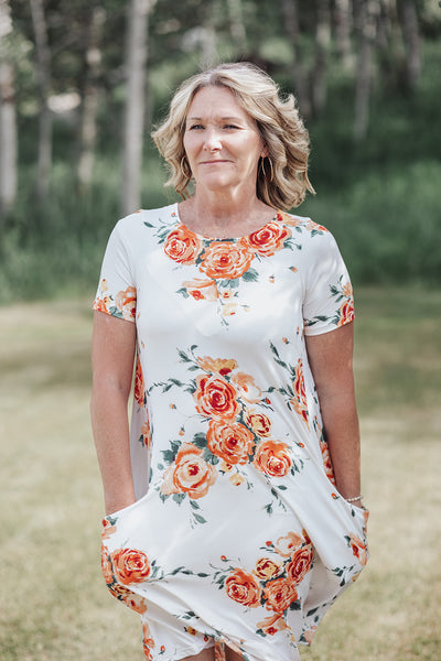 April Dress White Floral Bouquet