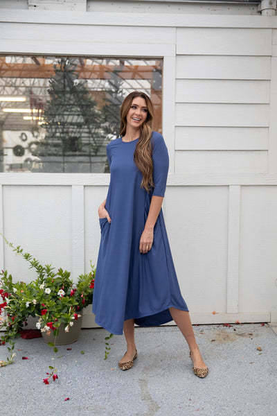 Jessi Dress Dusty Sky Ribbed