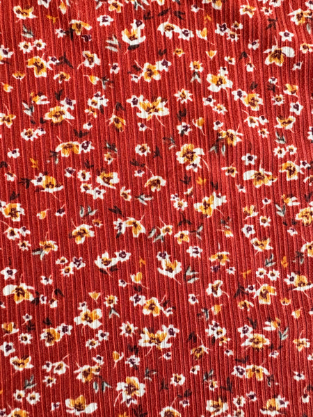 Jessi Dress Rust Floral Rib