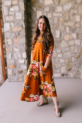 Jessi Dress Rust Floral