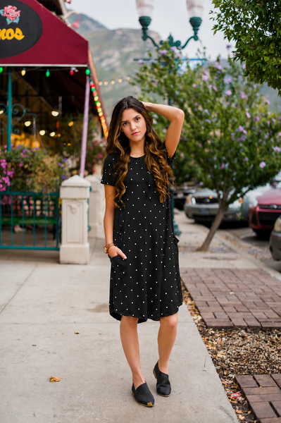 April Dress Black & White Dot