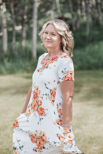 April Dress White Floral Bouquet