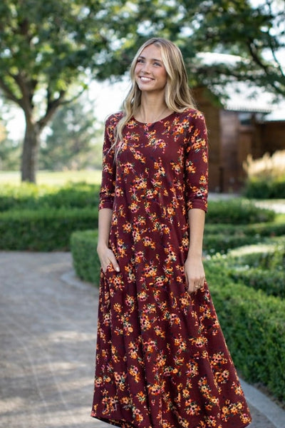 Jessi Dress Merlot Floral