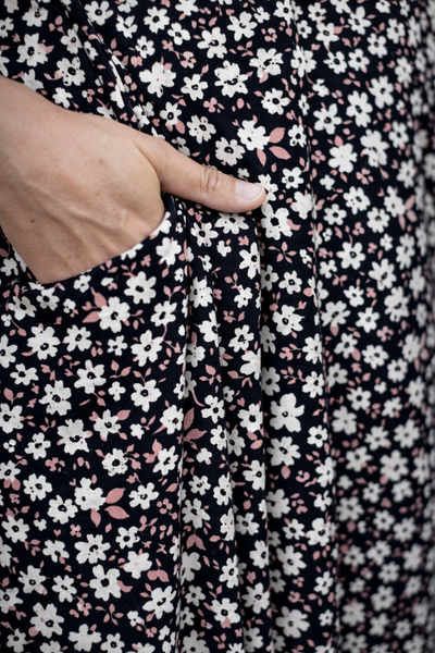 Jessi Dress Black & White Tiny Floral