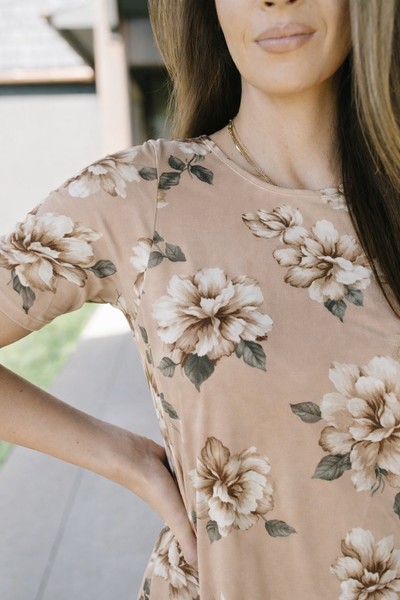 April Dress Neutral Floral