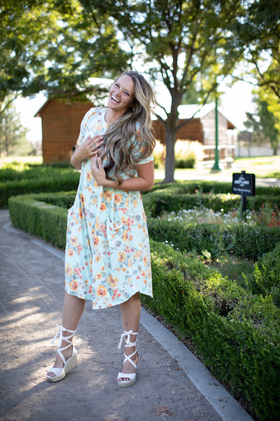 April Dress Mint Floral