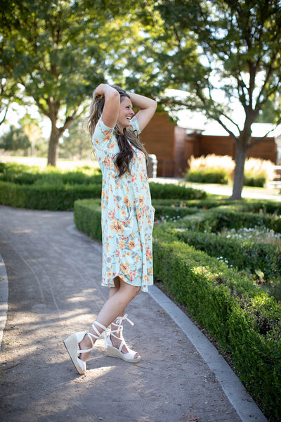 April Dress Mint Floral