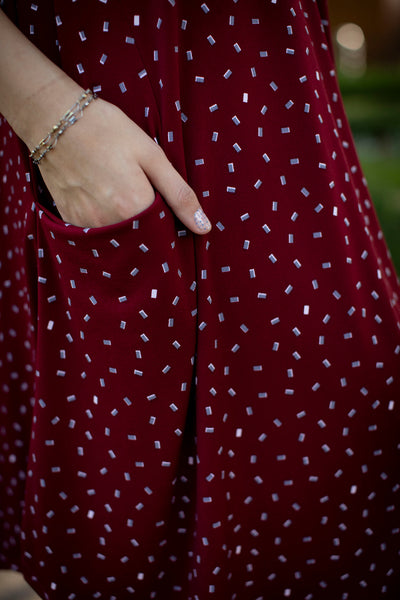April Dress Burgundy Confetti