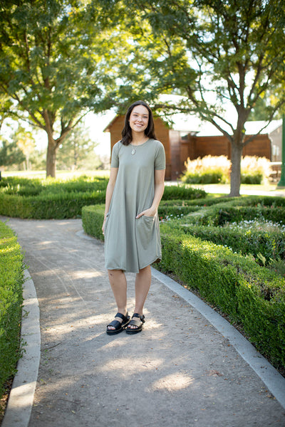 April Dress Olive Heather