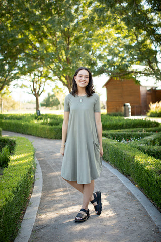 April Dress Olive Heather