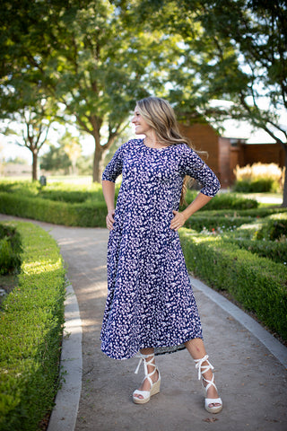 Jessi Dress Navy & White Floral