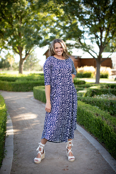 Jessi Dress Navy & White Floral