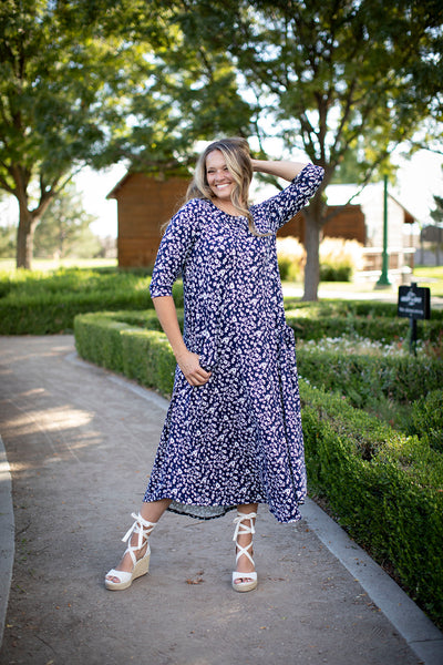 Jessi Dress Navy & White Floral