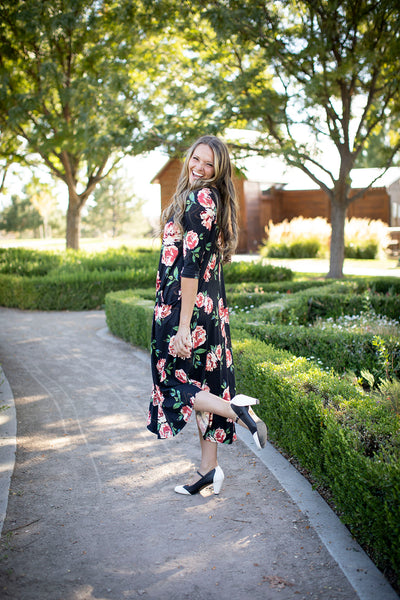 Jessi Dress Black & Peach Floral