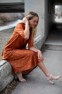 Jessi Dress Rust Sunflower Rib