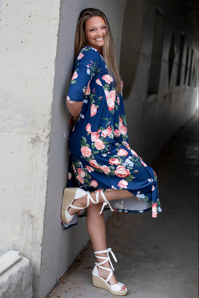 Jessi Dress Indigo & Blush Floral