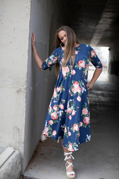 Jessi Dress Indigo & Blush Floral