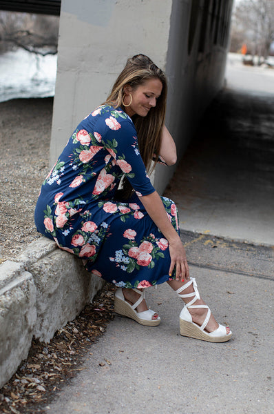 Jessi Dress Indigo & Blush Floral