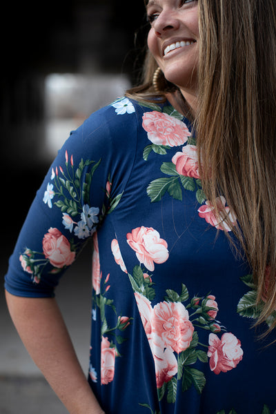 Jessi Dress Indigo & Blush Floral