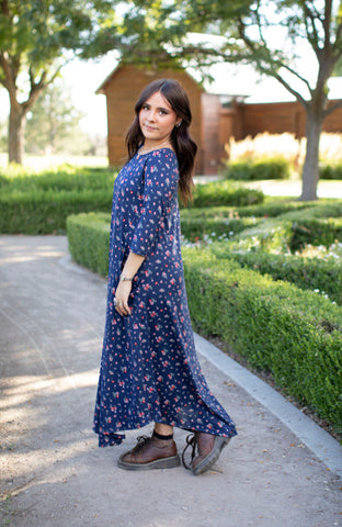 Jessi Dress Navy Tiny Floral