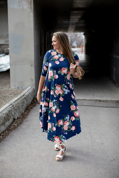 Jessi Dress Indigo & Blush Floral