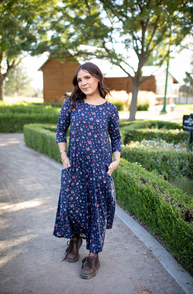 Jessi Dress Navy Tiny Floral