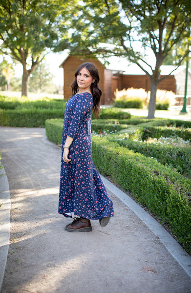 Jessi Dress Navy Tiny Floral