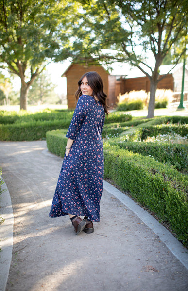 Jessi Dress Navy Tiny Floral