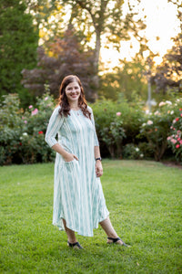 Jessi Dress Mint vertical Stripe
