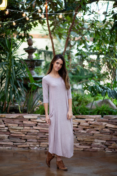 Jessi Dress Gray and Pink Stripe Ribbed