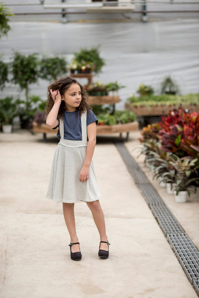 Afton Skirt Gray & White Stripe
