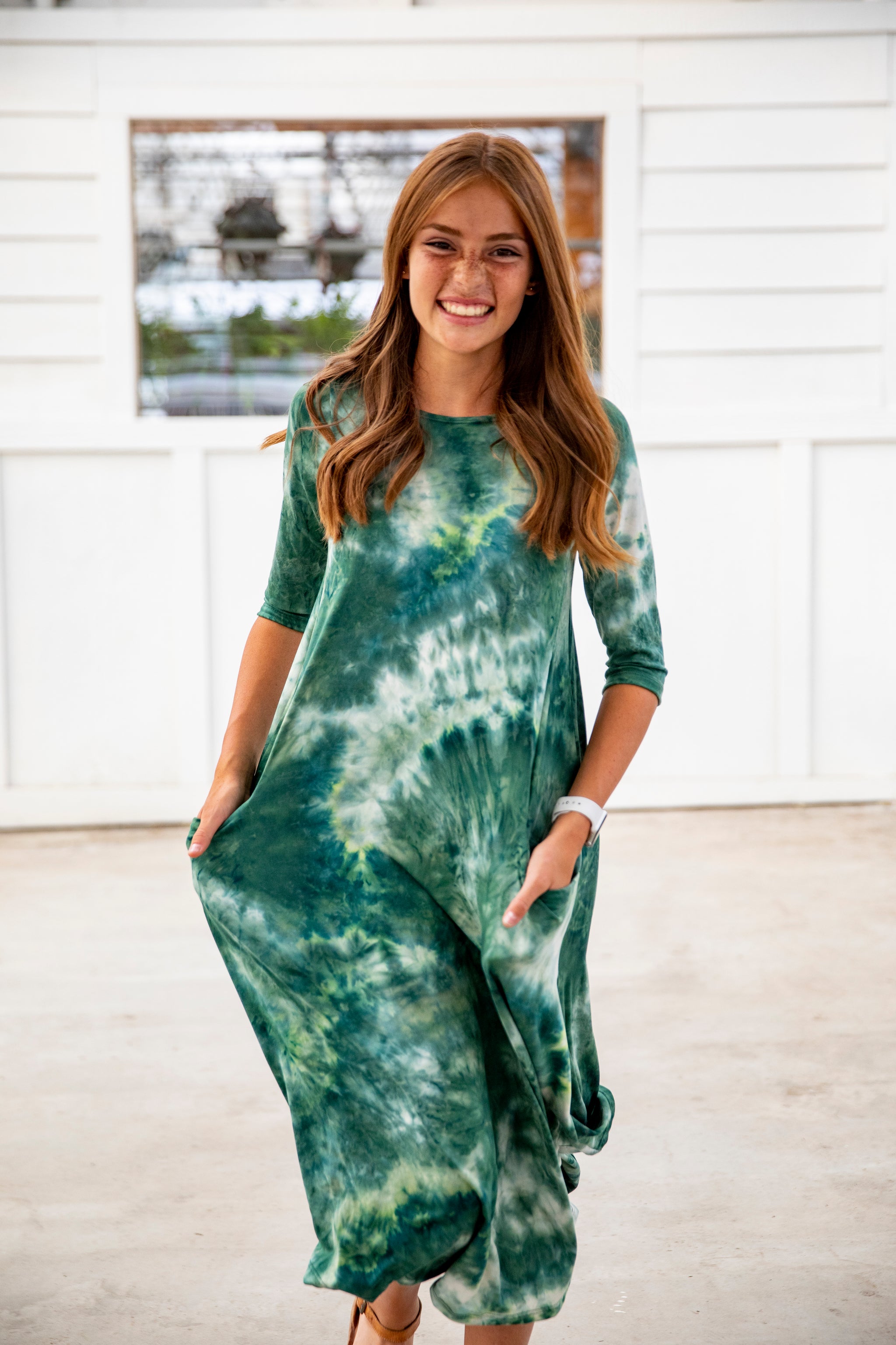 Jessi Dress Green Tie Dye  london bridges clothing